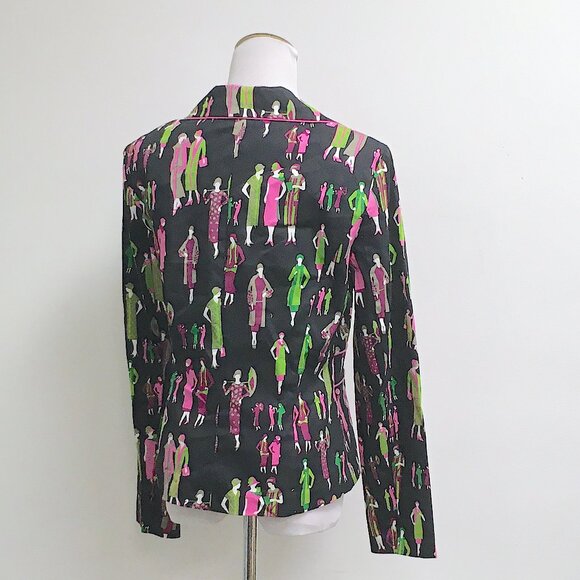 Vintage New Rusell Kemp retro 20s cotton blazer black pink purple stretch 10 - Picture 6 of 7